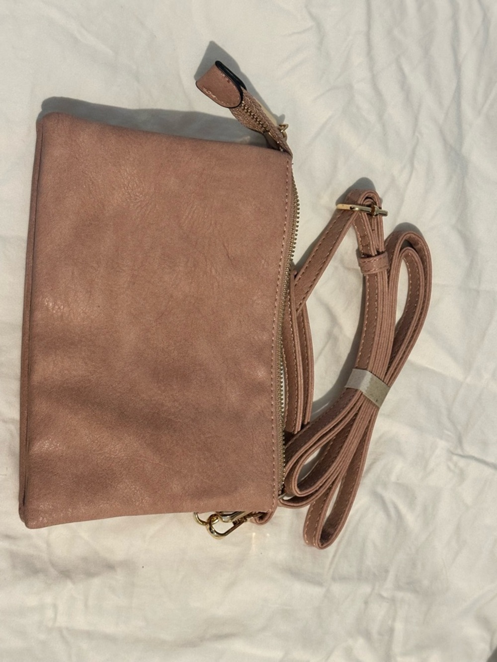 Women's Crossbody Bag in Blush Pink - Minimal Leather Look